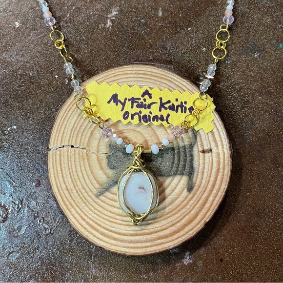 Welo Fire Opal & Crystal Glamorous Boho Necklace - Picture 2 of 7